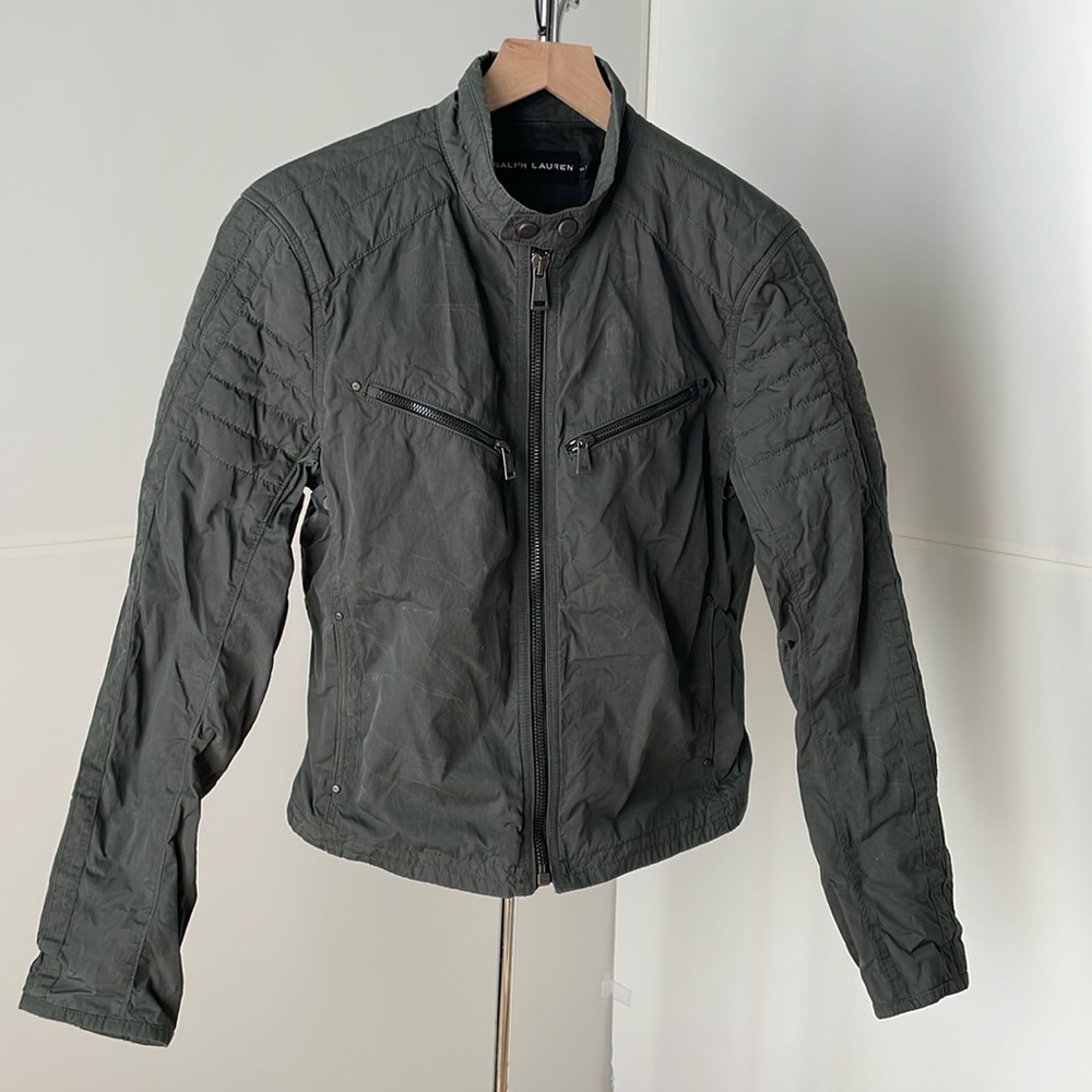 Men’s Ralph Lauren gray moto jacket. Size Small